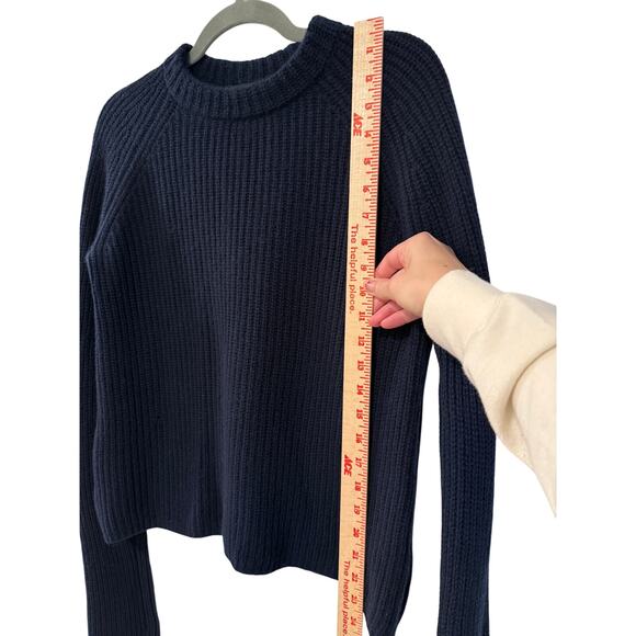 Jenni Kayne XS Oversized 100% Cashmere $425 Fisherman Sweater Crewneck Navy Blue - Picture 9 of 10